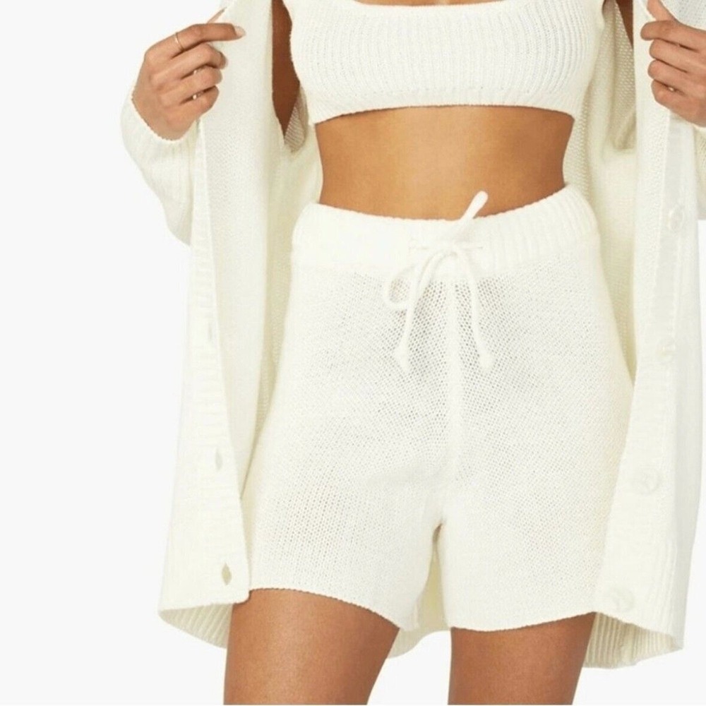 weworewhat ivory white‎ pull on sweater knit shorts women size small